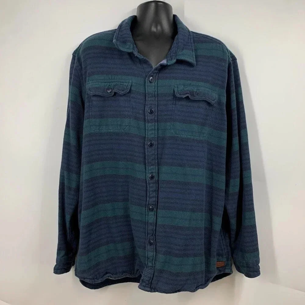 L.L. Bean‎ Men's 1912 Overshirt Slightly Fitted Striped Plaid Flannel Size XXL